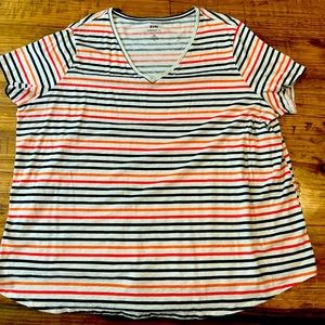 EVRI Women’s Striped Everyday Super Soft Relaxed Fit Short Sleeve Tee Size 1X